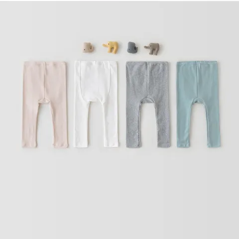 Baby Infant Casual Cotton Solid Color Elastic Waist Long Pants Cute Big PP Leggings
