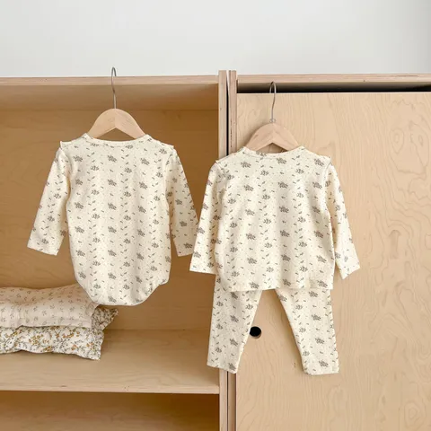 Infant Baby Girl Fall Cotton Floral Long Sleeve Top Pants Romper Home Suit Newborn Toddler Clothes Set