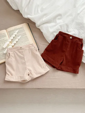 Nourrisson Bébé Tout-petit Short en Velours Coton Décontracté Couleur Unie Taille Élastique Short Mignon Vêtements Enfants