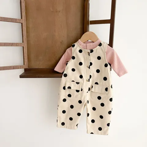 Säugling Baby Strampler Gepunktet Body Langarm Top Süßes Frühlings Outfit Set