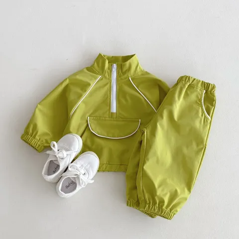 Paidiko Set Formas Fthinoporo Korean Style Orthios Giaka Fermouar Jacket Kai Makry Panteloni Unisex Paidiko Casual Outfit