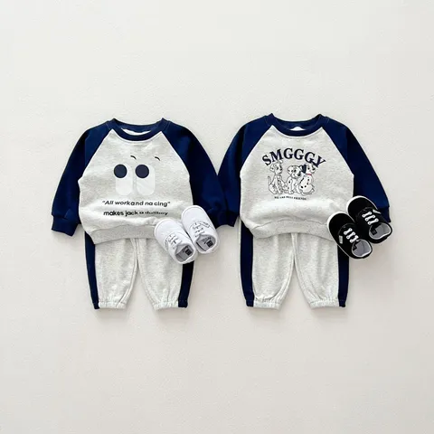 Peuter Kinderen Katoen Sweatshirt En Sweatpants Set Lange Mouw Ronde Hals Cartoon Trui Outfit Casual Kinderen Herfst Kleding