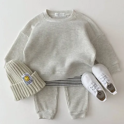Infant Baby Toddler Cotton Casual Top And Bottom Long Sleeve Sweatshirt Pants Set Korean Style Children Clothing