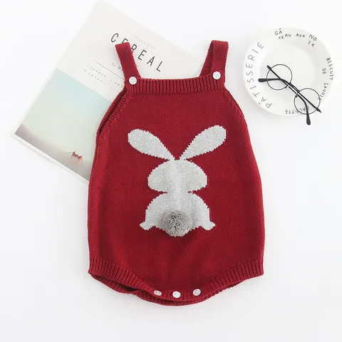 Infant Baby Cotton Cute Rabbit Pattern Strap Romper Newborn Sleeveless Casual Jumpsuit Baby Girl Boy Clothes