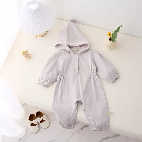 Bebé Mameluco Algodón Manga Larga Con Capucha A Rayas Jumpsuit Recién Nacido Niño Niña Primavera Otoño Body Diario