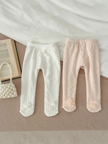 Baby Girls Winter Thermal Fleece Lined Footed Tights Cute Floral Toddler Cotton Leggings Pants