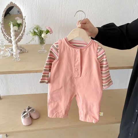 Baby Kids Spring Fall Long Sleeve Striped T Shirt Overalls Toddler Infant Boy Girl Clothing Top And Bottom Set