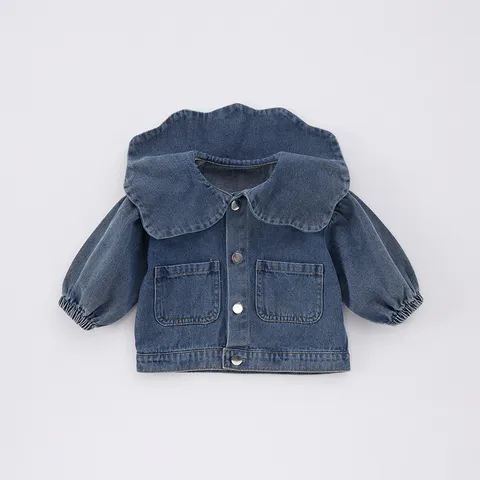 Toddler Baby Girls Denim Jacket Spring Long Sleeve Lapel Single-Breasted Outerwear Children Casual Cute Top