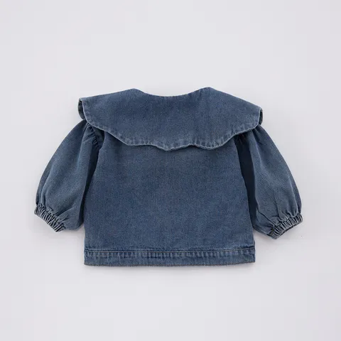 Toddler Baby Girls Denim Jacket Spring Long Sleeve Lapel Single-Breasted Outerwear Children Casual Cute Top