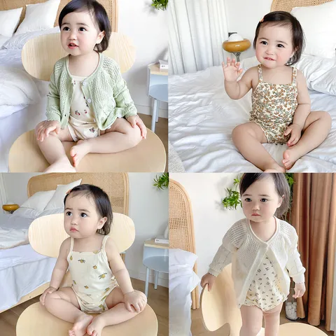Baby Girls Summer Cotton Romper Botanical Floral Sleeveless Infant Toddler Triangle Bodysuit Cute Baby Clothes