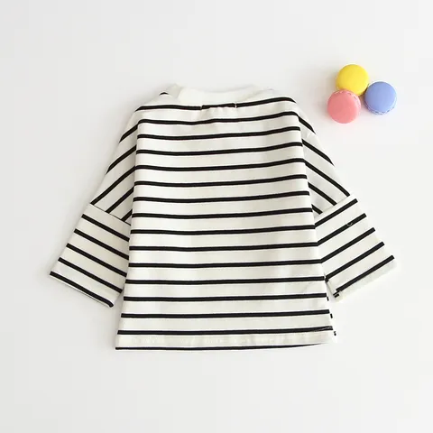Infant Baby Cotton Long Sleeve T Shirt Newborn Stripe Crew Neck Top Toddler Boy Girl Casual Basic Clothes