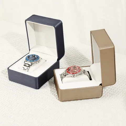 PU Leder Uhrenbox Organizer Klappdeckel Schmuck Aufbewahrungsbox Mit Weichem Kissen Für Uhren Armband Geschenk Display