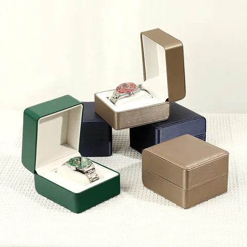 PU Leder Uhrenbox Organizer Klappdeckel Schmuck Aufbewahrungsbox Mit Weichem Kissen Für Uhren Armband Geschenk Display