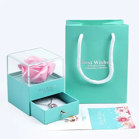 Boîte Cadeau Fleur Romantique Rose de Savon Ours en Cartoon Emballage de Bijoux Boîte Cadeau pour Saint-Valentin Célébration Mariage