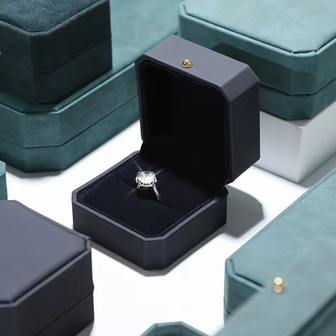 Oktogonal PU Leder Schmuckkästchen Luxus Samtfutter Geschenkbox Ring Ohrringe Halskette Anhänger Armband Aufbewahrungsbox