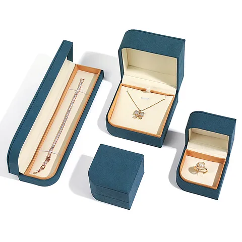 Premium Mikrofaserleder Schmuckkästchen Einfarbig Samtfutter Ring Halskette Anhänger Ohrring Geschenkverpackung Aufbewahrungsbox Für Heiratsantrag Hochzeit Verlobung
