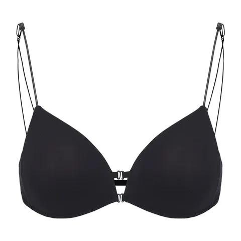 Women French Sexy Triangle Cup Bra Seamless Push Up Lingerie Solid Color Front Closure Strappy Beautiful Back Underwear