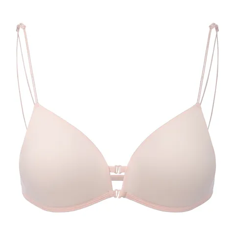 Women French Sexy Triangle Cup Bra Seamless Push Up Lingerie Solid Color Front Closure Strappy Beautiful Back Underwear