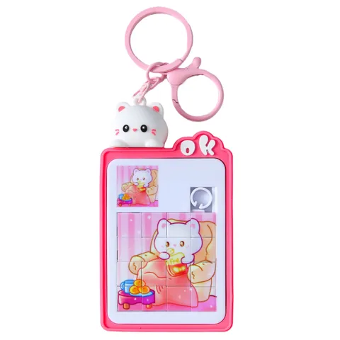 Mignon Dessin Animé Animal Puzzle Coulissant Porte-Clés Créatif Éducatif Klotski Pendentif Sac à Dos Décoration Anti-Stress Jouet Cadeau