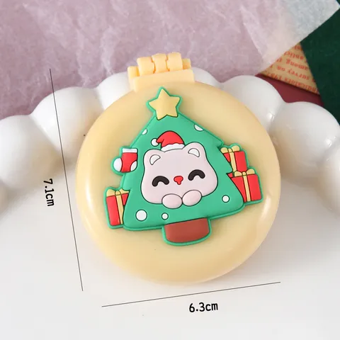 Cute Cartoon Christmas Cushion Hairbrush Portable Folding Mirror Comb Injection Molded Plastic Massaging Hair Brush For Travel Kids Women Gift
