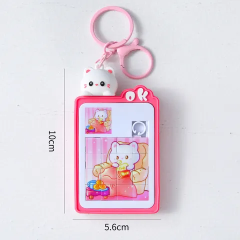 Mignon Dessin Animé Animal Puzzle Coulissant Porte-Clés Créatif Éducatif Klotski Pendentif Sac à Dos Décoration Anti-Stress Jouet Cadeau