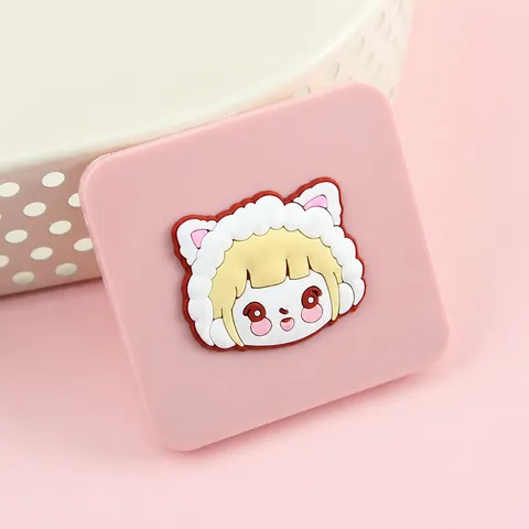 Cute Cartoon Folding Makeup Mirror Double Sided Portable Square Pocket Vanity Mirror Compact Table Mirror For Travel Daily Universal