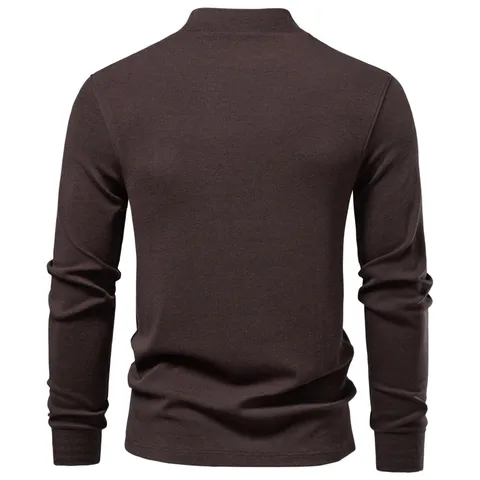 Camiseta de Hombre Cuello Semialto Manga Larga Viscosa Algodón Acrílico Elastano Color Sólido Ajuste Entallado Ropa Interior Térmica para Otoño Invierno