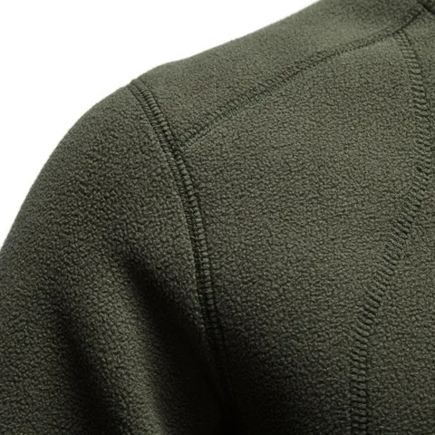 Men's Thick Polar Fleece Stand Collar Full Zip Sweatshirt Outdoor Warm Solid Color Jacket Top Army Green Dark Gray