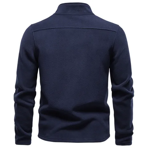 Chaqueta Softshell de Forro Polar con Cremallera Completa para Hombre Cuello Alto Sudadera de Manga Larga Abrigo Cálido