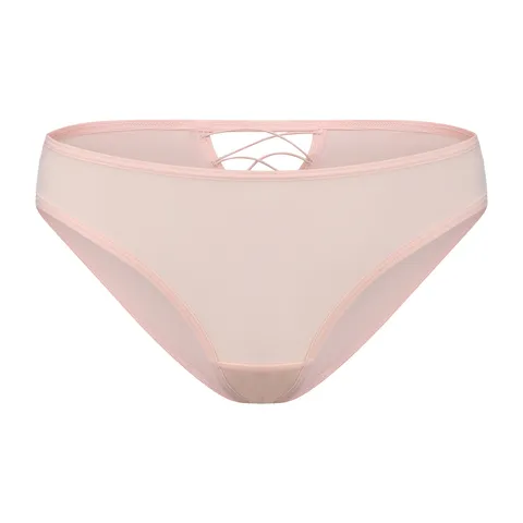 Franse Sexy Nylon Onderbroeken Voor Vrouwen Kruislings Uitgesneden Ademend Effen Kleur Lage Taille Slips