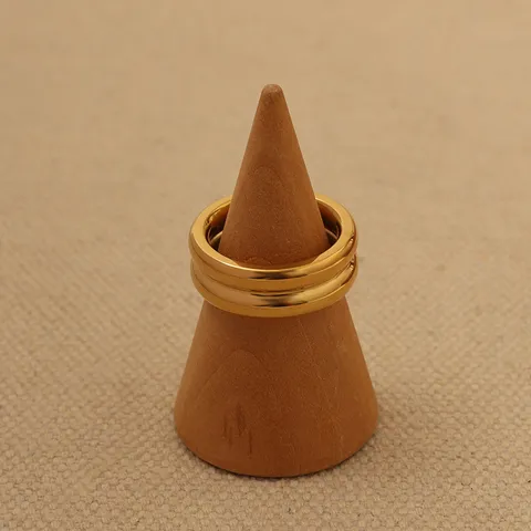 Anillo de Banda de Doble Capa de Acero Inoxidable Chapado en Oro de 18K PVD Minimalista para Hombres Mujeres Joyería de Anillo de Dedo Ancho Geométrico