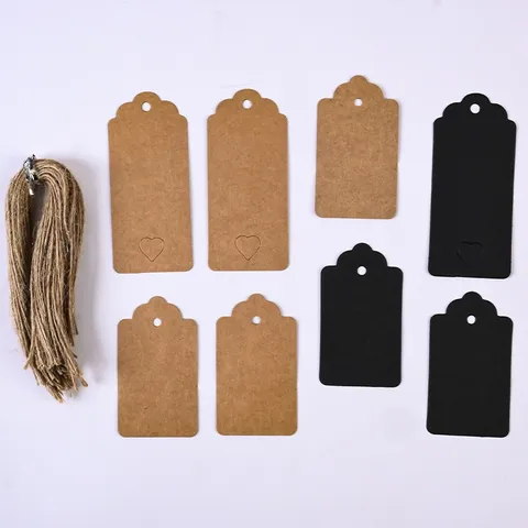 Étiquettes Cadeaux en Papier Kraft Vierge Découpe Cœur En Carton Étiquettes Suspendues Avec Ficelle Pour Vêtements Affichage De Prix Fête Décoration De Mariage