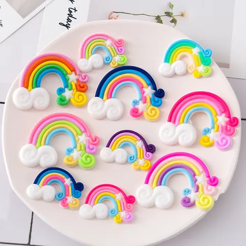 Joli Patch PVC Souple Arc-en-ciel Dessin Animé Pince Cheveux Enfants DIY Accessoires Bijoux Tasse Décoratif