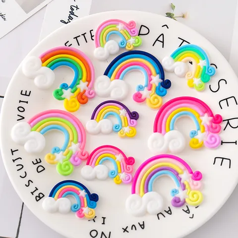 Joli Patch PVC Souple Arc-en-ciel Dessin Animé Pince Cheveux Enfants DIY Accessoires Bijoux Tasse Décoratif