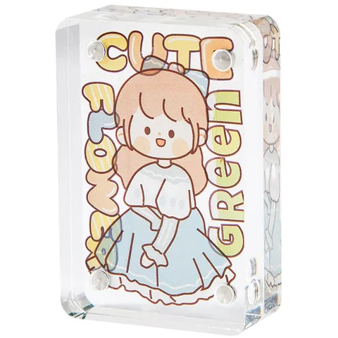 Mattonella per Carte Magnetica in Acrilico Trasparente DIY Blocco Mahjong Guka Ragazza Cornice Ornamento da Scrivania Chiaro