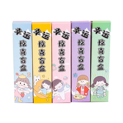 Ensemble de Stylos Gel Blind Box Dessin Animé Créatif pour Étudiants Papeterie de Décompression Mignonne Boîte Cadeau
