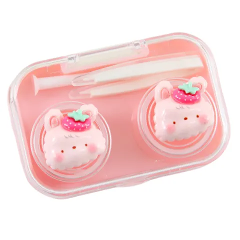 Étui à Lentilles de Contact Animaux de Dessin Animé Portable Boîte de Rangement pour Lunettes en Plastique pour Étudiants