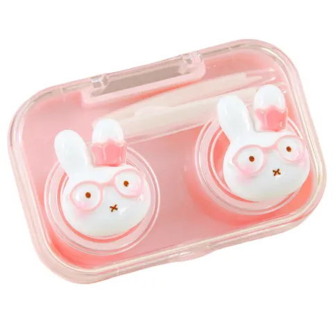 Étui pour Lentilles de Contact Lapin de Dessin Animé Mignon Boîte à Lunettes en Plastique Portable