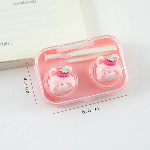 Étui à Lentilles de Contact Animaux de Dessin Animé Portable Boîte de Rangement pour Lunettes en Plastique pour Étudiants