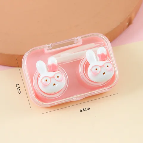 Étui pour Lentilles de Contact Lapin de Dessin Animé Mignon Boîte à Lunettes en Plastique Portable