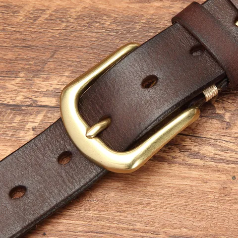 Men's Genuine Leather Belt Vintage Casual Pin Buckle Belt Brass Buckle Heavy Duty Jeans Belt For Men Fashion Accessories