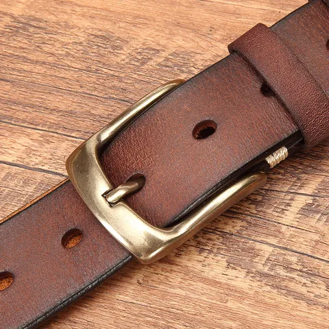 Men's Genuine Leather Belt Vintage Casual Cowhide Belt With Metal Pin Buckle Classic Business Jeans Belt