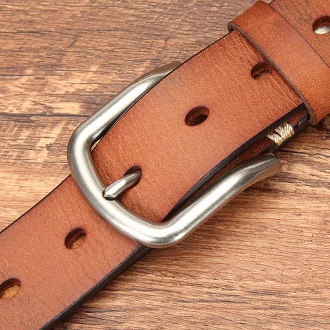 Men's Genuine Top Layer Cowhide Leather Retro Pin Buckle Belt Casual Fashion Business Jeans Waist Strap