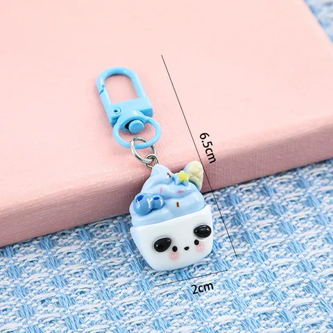 Mignon Porte-clés Sundae en Résine Glace Ours Chien Pendentif Sac Suspendu Ornement Cadeau de Sac d'École