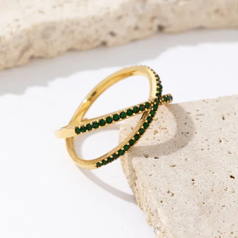 Anillo Cruzado de Acero Inoxidable Minimalista Con Strass Blanco Perla Artificial Anillo de Dedo Joyería de Moda Para Mujeres