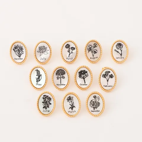 Pendientes de Botón de Concha de Acero Inoxidable Doce Meses Floral Chapado en Oro de 18k Joyería de Moda para Mujeres Diario