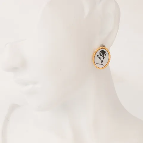 Pendientes de Botón de Concha de Acero Inoxidable Doce Meses Floral Chapado en Oro de 18k Joyería de Moda para Mujeres Diario