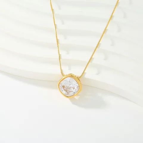 Exquisito Collar Con Colgante De Strass De Acero Inoxidable Para Mujer Elegante Cadena De Ola Chapada En Oro Collar De Candado Geométrico Ángel Corazón Perla Artificial Joyería Regalo