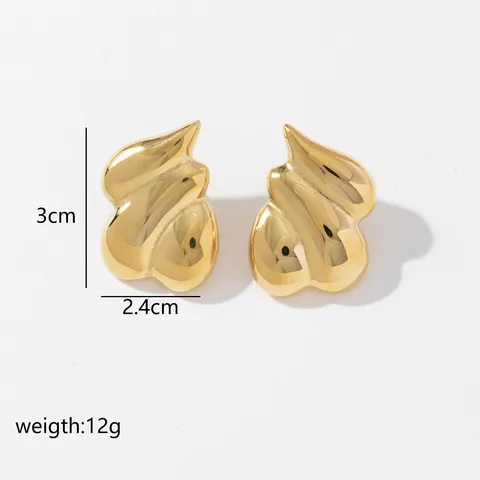 Euro-American Style Stainless Steel 18K Gold Plated Geometric Irregular Earrings High Quality Abstract Fluid Stud Earrings For Women Daily Party Jewelry