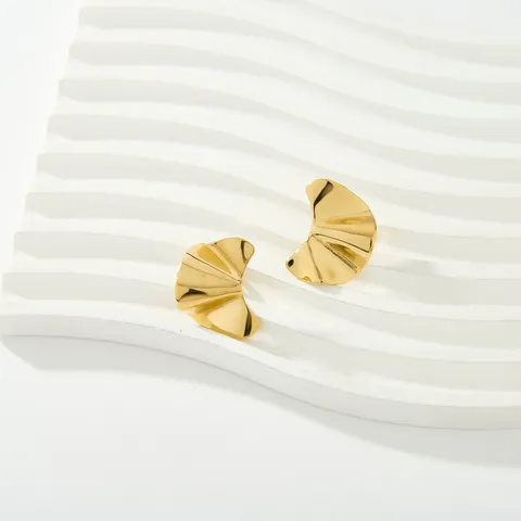 Pendientes de Botón Geometricos de Acero Inoxidable Minimalistas para Mujer Pendientes de Aro de Metal Texturizado Corazón Cuadrado Hoja Joyería de Moda